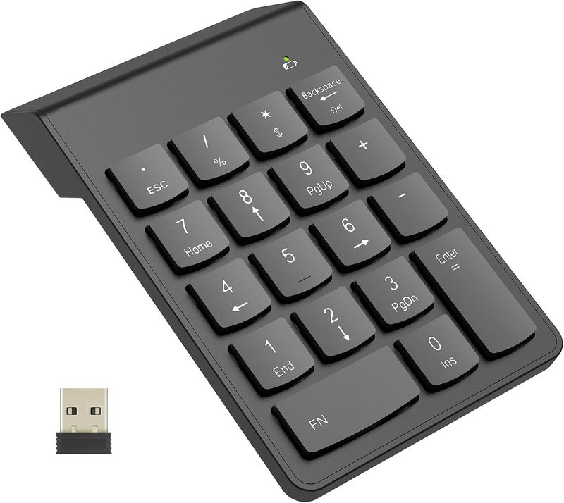 NOOX Wireless Number Pad, Numeric Keypad, Numpad Keyboard 10 Key USB Keypad for Laptops, Office Accounting Essentials Desktop Computer Accessories Compatible Chromebook Notebook EliteBook MateBook etc. - Image 1